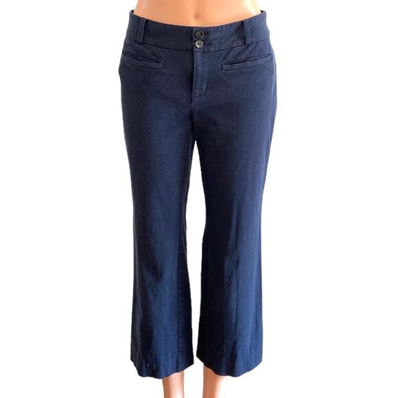 By Anthropologie The Essential Flare Navy Trouser Pants Size: 4 (Small) - Picture 2 of 5